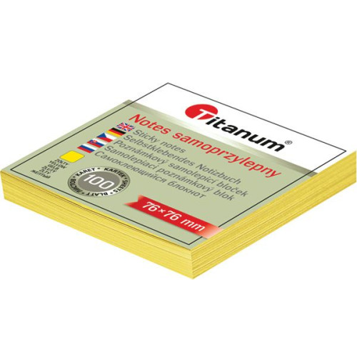 Notes samoprzylepny (karteczki) żółty 100k [mm:] 76x76 Titanum (S-2003)