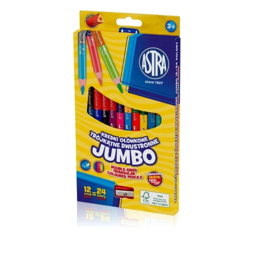 Kredki ołówkowe Jumbo dwustronne 24 kol. Astra