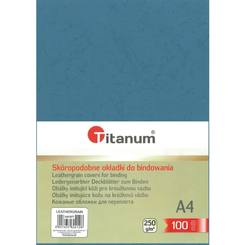 Karton do bindowania A4 skóropodobny niebieski 250g Titanum