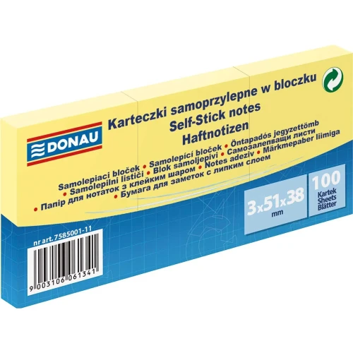 Notes samoprzylepny (karteczki) żółty 100k [mm:] 38x51 Donau (7585001-11)