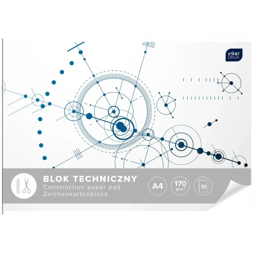 Blok techniczny A4 biały 170g 10k Interdruk (BLT)