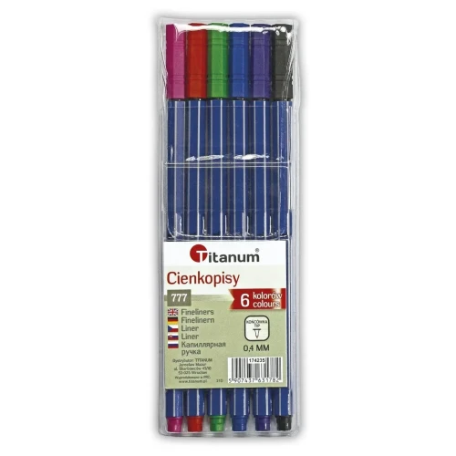 Cienkopis Fineliner wkład mix 0,4mm 6kol. Titanum (777)