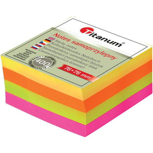 Notes samoprzylepny (karteczki) mix fluo 400k [mm:] 76x76 Titanum (YGSF-02)