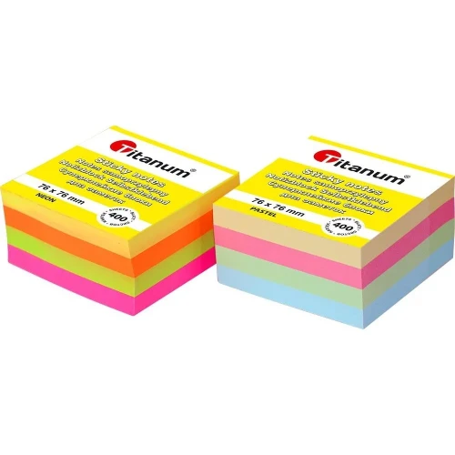Notes samoprzylepny (karteczki) mix pastelowy 400k [mm:] 76x76 Titanum (SF-02)