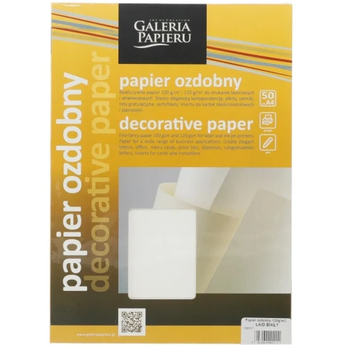 Papier ozdobny (wizytówkowy) A4 laid biały biały 120g Galeria Papieru (206001)