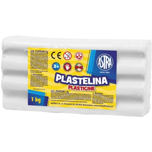 Plastelina 1 kol. biała 1000g Astra