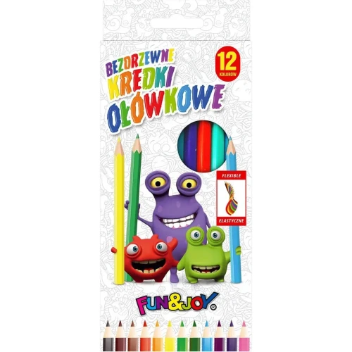 Kredki ołówkowe bezdrzewne sześciokątne 12 kol. 12 kol. Fun&Joy
