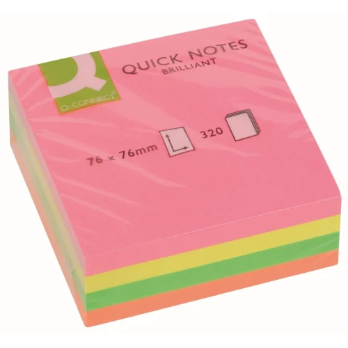 Notes samoprzylepny (karteczki) neonowe neonowy 320k [mm:] 76x76 Q-Connect (KF10497)