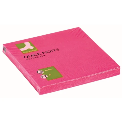 Notes samoprzylepny (karteczki) różowe 80k [mm:] 76x76 Q-Connect (KF10516)