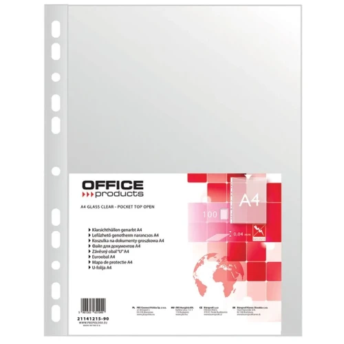 Koszulki na dokumenty groszkowe A4 kolor: przezroczysty typu U 40 mic. Office Products (21141215-90)