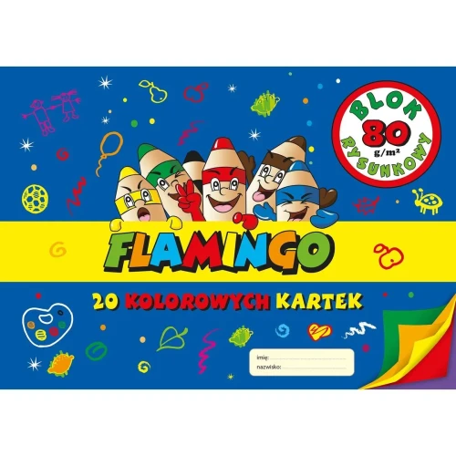 Blok rysunkowy A4 kolorowy 100g 20k [mm:] 210x297 Flamingo