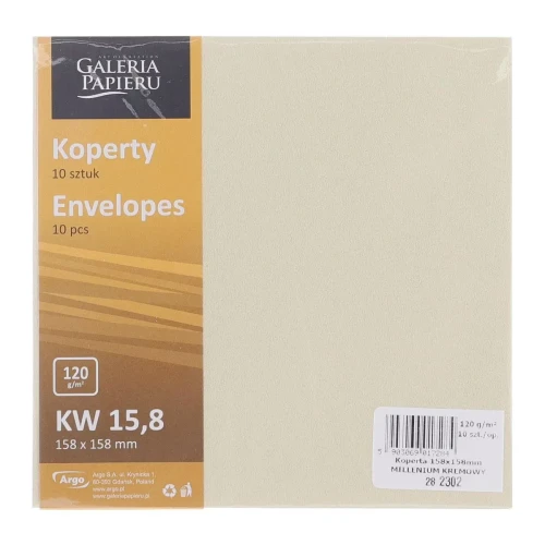 Koperta Millenium kremowa [mm:] 158x158 Galeria Papieru (282302) 10 sztuk