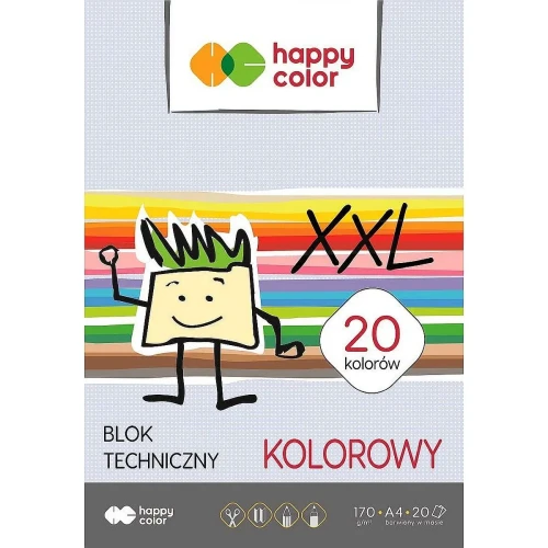 Blok techniczny A4 mix 170g 20k [mm:] 210x297 Happy Color (HA 3717 2030-09)