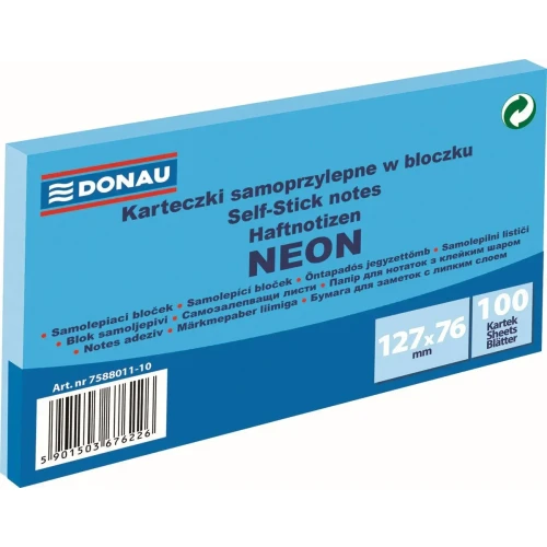 Notes samoprzylepny (karteczki) Neon niebieski 100k [mm:] 127x76 Donau (7588011-10)