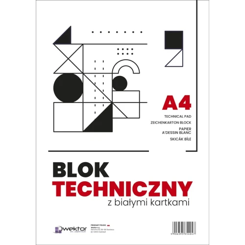 Blok techniczny A4 biały 160g 10k [mm:] 210x297 Wektor