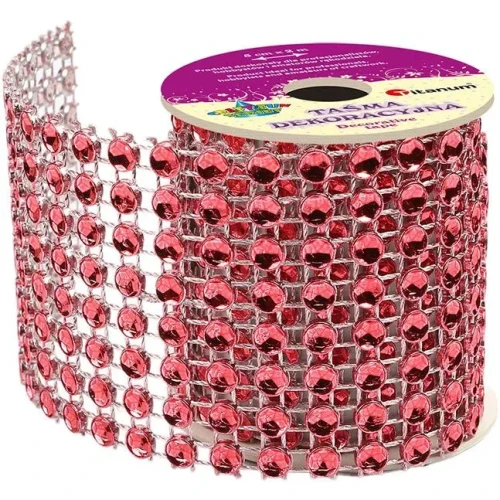 Taśma ozdobna Craft-Fun Series z kryształkami 50x2 [mm x m] czerwona Titanum (PJ512)
