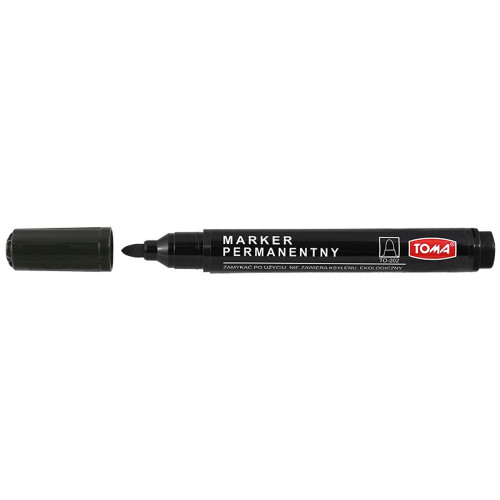 Marker permanentny, końcówka okrągła 1,5mm,  czarny TO-202 Toma-4294725