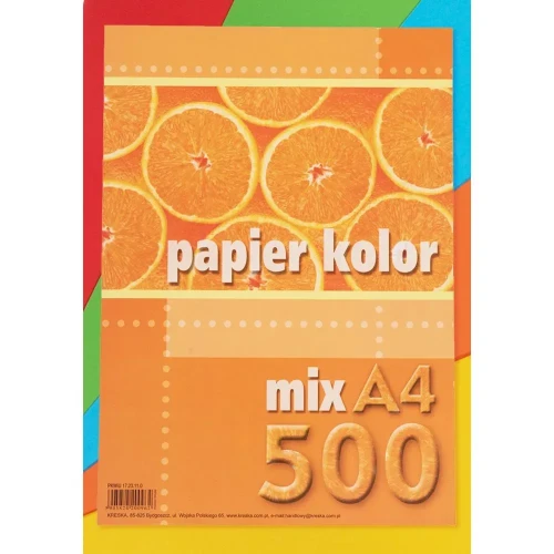 Papier kolorowy A4 mix 500k. 80g Kreska