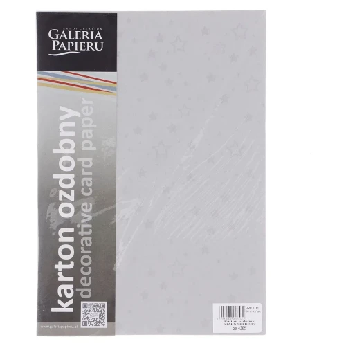 Papier ozdobny (wizytówkowy) A4 stars srebrny srebrny 220g Galeria Papieru (204305)