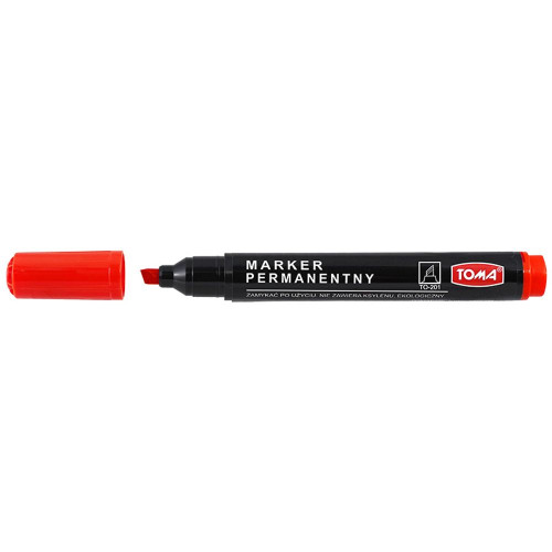 Marker permanentny wkład czerwony ścięta końcówka Toma