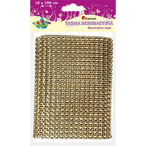 Taśma ozdobna Craft-Fun Series z kryształkami 120x1 [mm x m] złota Titanum (363478)