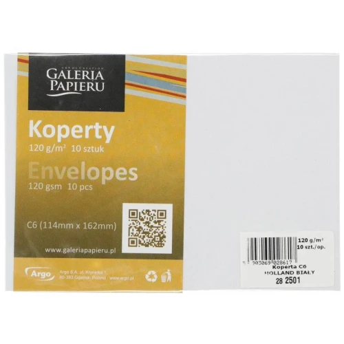 Koperta C6 biała Galeria Papieru (282501) 10 sztuk