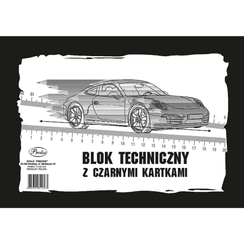 Blok techniczny z czarnymi kartkami A4 CZARNY 10k Protos