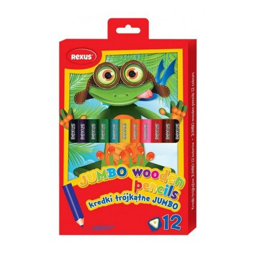 Kredki ołówkowe JUMBO TRÓJKĄTNE 12 kol. Rexus (607811)