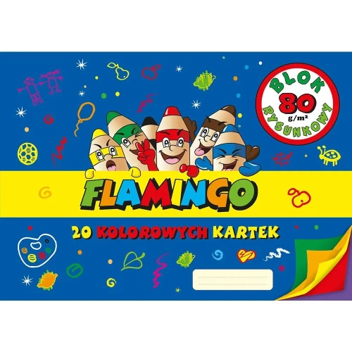 Blok rysunkowy A3 kolorowy 80g 20k Flamingo