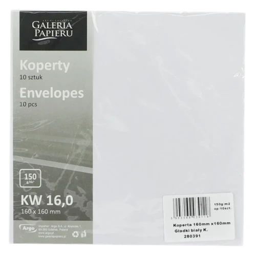 Koperta gładki biała [mm:] 160x160 Galeria Papieru (280391) 10 sztuk