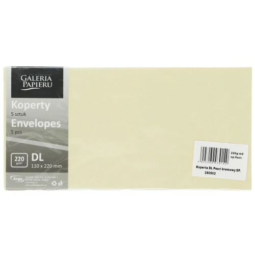 Koperta DL pearl kremowy SP kremowa Galeria Papieru (280902) 5 sztuk