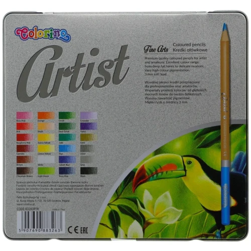 Kredki ołówkowe metalowe pudełko 24 kol. Colorino Kids (83263PTR)