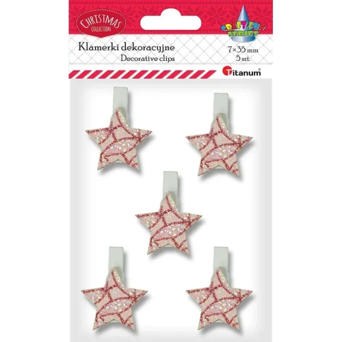 Ozdoba drewniana Craft-Fun Series klamerki XMAS gwiazdki Titanum (18BR-33)