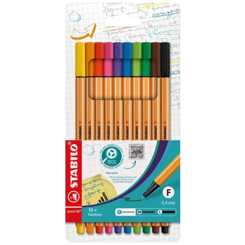 Cienkopis wkład mix 0,4mm 10kol. Stabilo (8810)