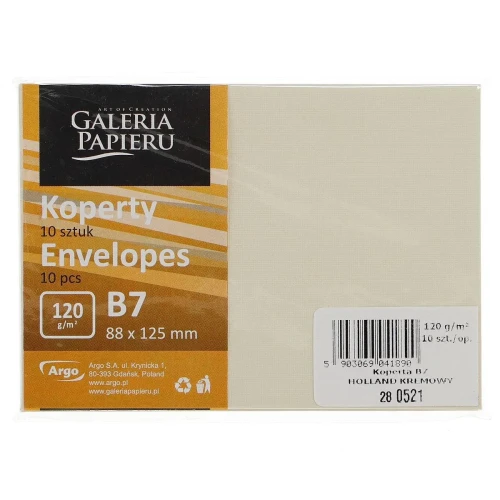 Koperta B7 holland kremowy kremowa (280521) 10 sztuk