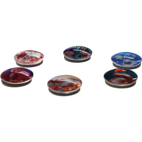 Magnes FLAMINGI okrągły mix śr. 30mm Fun&Joy 6 sztuk