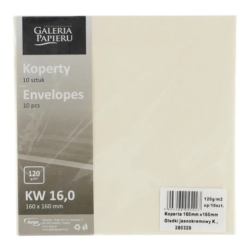 Koperta gładki kremowa [mm:] 160x160 Galeria Papieru (280329) 10 sztuk