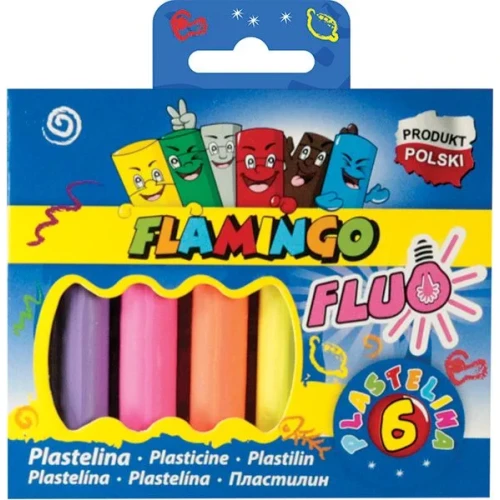 Plastelina 6 kol. Fluo mix Flamingo