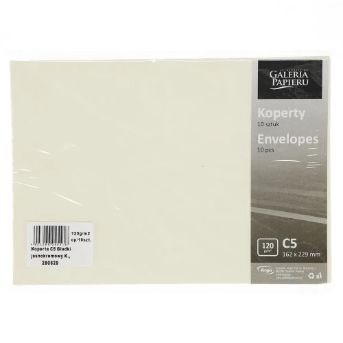 Koperta C5 gładka kremowa kremowa Galeria Papieru 10 sztuk