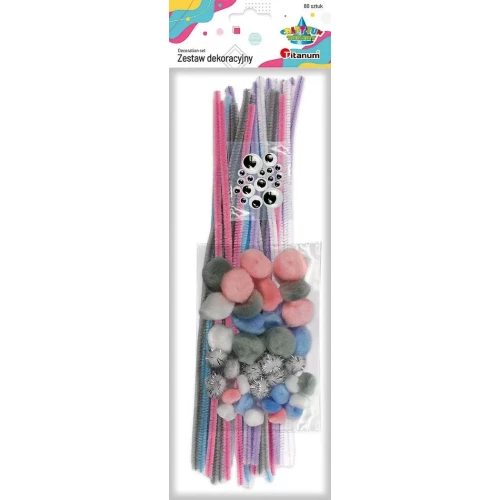Drucik Craft-Fun Series pompony, druciki, oczka kolor: pastelowy 80 szt Titanum (21011)