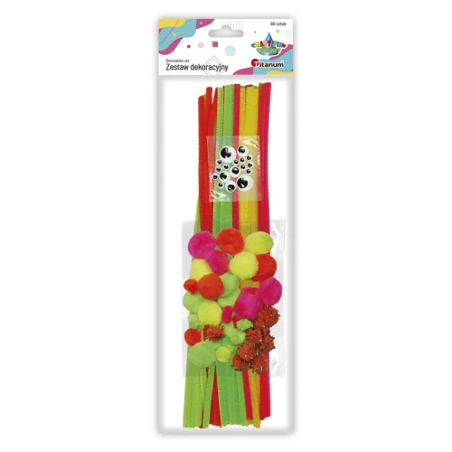 Drucik Craft-Fun Series pompony, druciki, oczka kolor: neonowy 80 szt Titanum (21012)