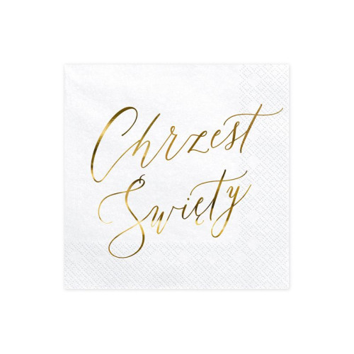 Serwetki Chrzest Święty, biały biały papier [mm:] 330x330 Partydeco (SP33-89-019ME)