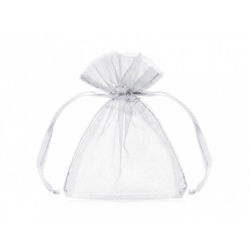 Organza Woreczki z organzy, białe, 10cm biały Partydeco (WRG5-008-10)