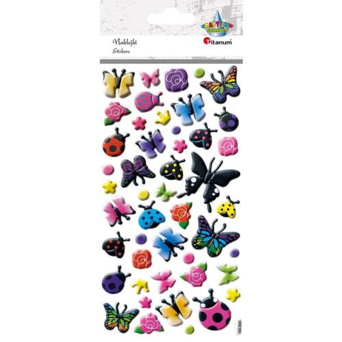 Naklejka (nalepka) Craft-Fun Series wypukła motyle, biedronki, kwiaty Titanum (PPA005)