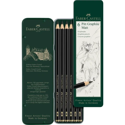Ołówek artystyczny Pitt Graphite Matt 6 szt (różne) Faber Castell (115207 FC)