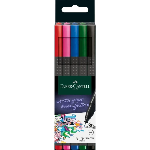 Cienkopis Grip wkład mix 0,4mm 5kol. Faber Castell (151604FC)