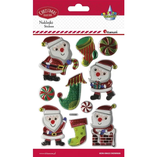 Naklejka (nalepka) Craft-Fun Series Boże Narodzenie Mikołaje, skarpety Titanum (MDM XMASS SNOWNAM)