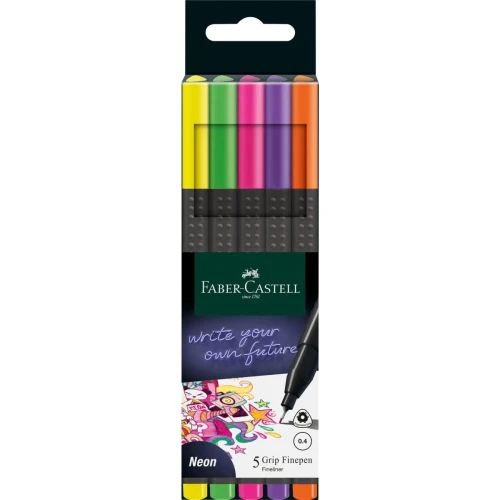 Cienkopis neonowy wkład mix 0,4mm 5kol. Faber Castell (151603 FC)