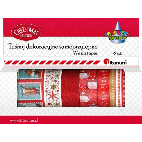 Taśma ozdobna Craft-Fun Series XMAS Washi tape mix Titanum (23RL0103-3)