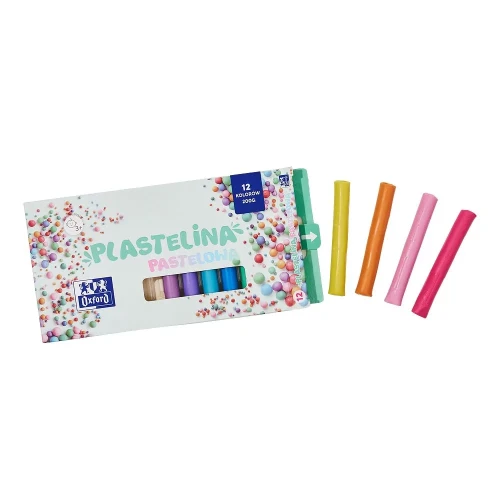 Plastelina 12 kol. pastelowa mix 200g Oxford (400178108)